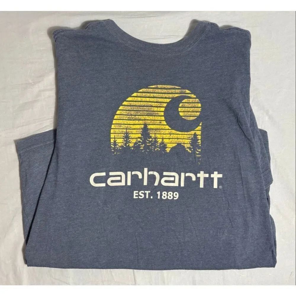 Carhartt Men's Relaxed Fit Navy Blue Logo Graphic T-Shirt M Short Sleeve
